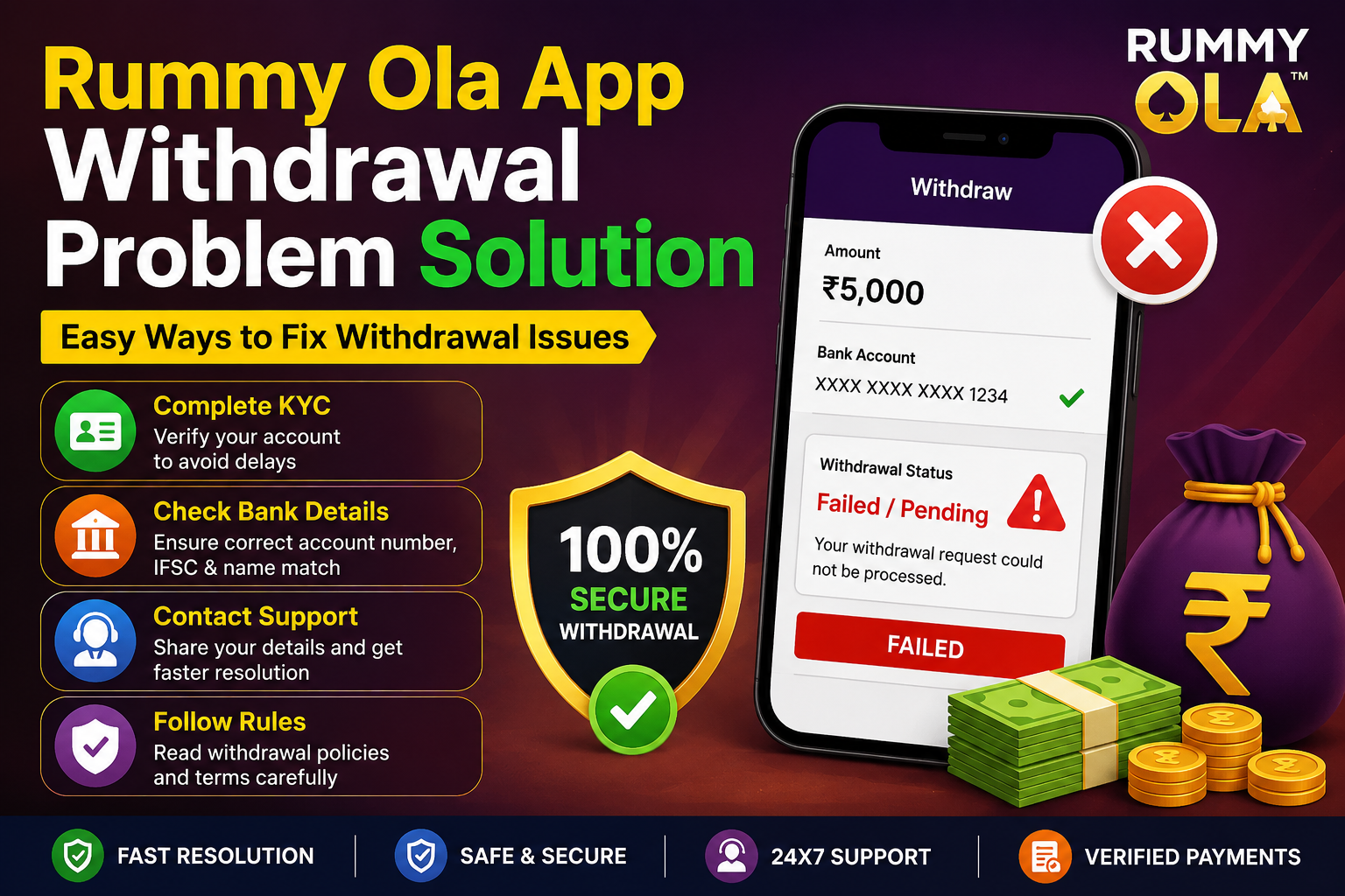 Rummy Ola App Withdrawal Problem Solution: Easy Ways to Fix Withdrawal Issues ?